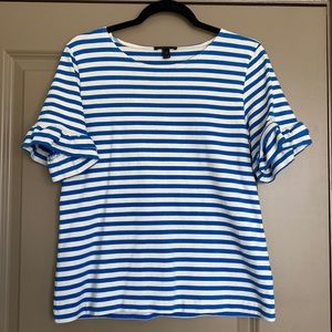 J. Crew Striped Ruffle Sleeve Tee